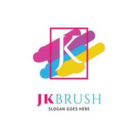 iniziale lettera jk colorato spruzzo spazzola icona vettore logo modello illustrazione design