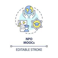 2d modificabile multicolore icona npo moocs concetto, semplice isolato vettore, mooc magro linea illustrazione. vettore