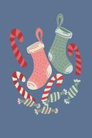Natale calzini e caramelle mano disegnato impostato vettore