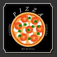 illustrazione su tema grande caldo gustoso Pizza per pizzeria menù vettore