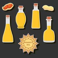 illustrazione su tema grande impostato diverso tipi liquido olio, bottiglia vario dimensione vettore