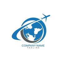 viaggio logo design modello con aereo vettore