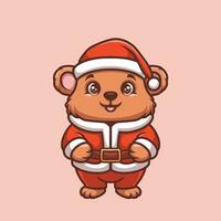 orso Santa carino cartone animato illustrazione vettore