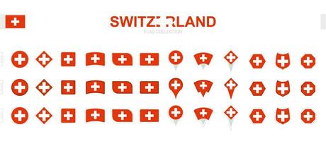 grande collezione di Svizzera bandiere di vario forme e effetti. vettore