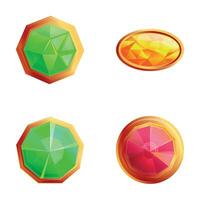 gemma icone impostato cartone animato vettore. diverso forma e colore prezioso pietra vettore