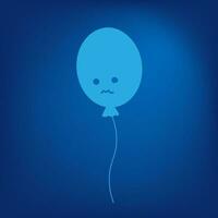 Palloncino con un' triste emoticon su un illuminato sfondo nel di moda monocromatico blu. blu Lunedi giorno vettore