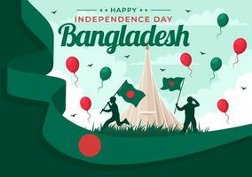 contento bangladesh indipendenza giorno vettore illustrazione su 26 marzo con agitando bandiera e nazionale monumento nel vacanza piatto cartone animato sfondo
