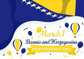 bosnia e erzegovina indipendenza giorno vettore illustrazione su 1 ° di marzo con agitando bandiera e punto di riferimento edificio nel memoriale vacanza piatto sfondo