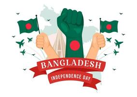 contento bangladesh indipendenza giorno vettore illustrazione su 26 marzo con agitando bandiera e nazionale monumento nel vacanza piatto cartone animato sfondo