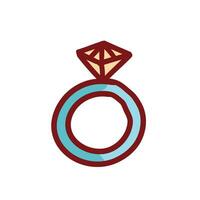 diamante anello, carino diamante disegno facile vettore