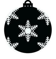 Natale albero giocattolo icona nero silhouette di Natale palla, fiocchi di neve nero bianca palla, gufo ornamenti vettore