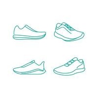 in esecuzione scarpa icona impostato linea arte logo vettore astratto simbolo illustrazione design