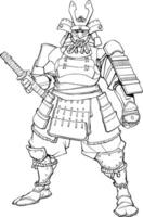 samurai guerriero linea arte vettore