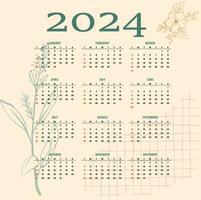 crema e verde 2024 nuovo anno programma calendario disposizione vettore