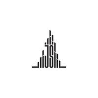 js grattacielo linea logo iniziale concetto con alto qualità logo design vettore