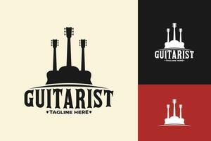 chitarra musicista jazz popo vettore logo design