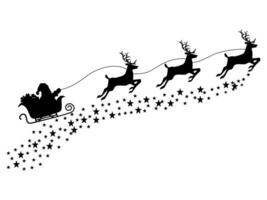 silhouette di Santa Claus su un' renna slitta. isolato su bianca sfondo. vettore illustrazione