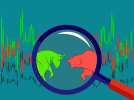 Toro vs orso simbolo di azione mercato tendenza isolato su sfondo illustrazione vettore
