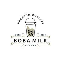 boba bevanda logo, latte tè carino boba perla gelatina bevanda bolla vettore semplice minimalista design