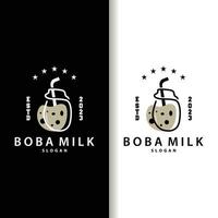 boba bevanda logo, latte tè carino boba perla gelatina bevanda bolla vettore semplice minimalista design