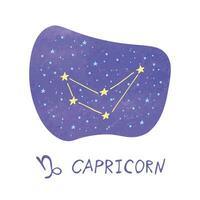 mano disegnato Capricorno zodiaco cartello esoterico simbolo scarabocchio astrologia clipart elemento per design vettore