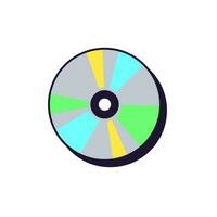 CD, DVD disco nel retrò anni 90 stile e compatto disco, archivio copia Conservazione nostalgico metallo disco su bianca sfondo piatto design stile minimo vettore illustrazione.