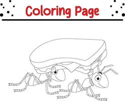 carino Due formiche trasporto Sandwich colorazione pagina vettore
