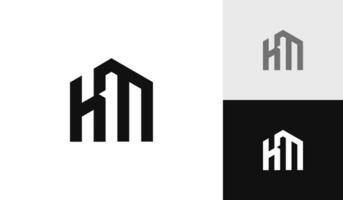 lettera km iniziale con Casa forma logo design vettore