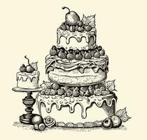 dolce torta mano disegnato schizzo dolci vettore illustrazione