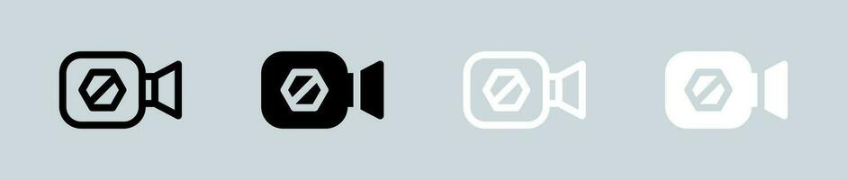bloccare video icona impostato nel nero e bianca. protezione segni vettore illustrazione.