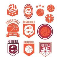 calcio, pallacanestro, pallavolo distintivo logo vettore