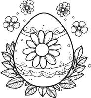schema uovo clipart nero e bianca coniglietto bonanza uova, fiori e est uovo colorazione in abbondanza Pasqua uovo clipart nero e bianca, semplice Pasqua uovo clipart nero e bianca vettore