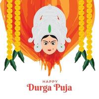 illustrazione della faccia della dea durga in felice durga puja subh navratri festival vettore