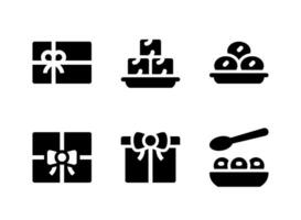 semplice set di icone solide vettoriali relative al diwali