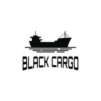 Vintage ▾ nero silhouette carico nave barca logo design idea a mare vettore