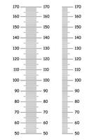 bambini altezza grafici a partire dal 50 per 170 centimetri. impostato di modelli per parete crescita etichetta isolato su un' bianca sfondo. metro parete, crescita righello collezione. vettore delineato illustrazione.