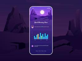 interfaccia utente per l'app di monitoraggio del sonno con un bellissimo tema paesaggistico