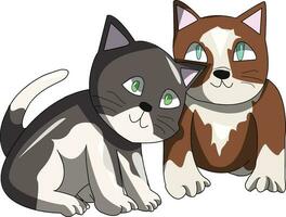 Due gatti gattini vettore illustrazione disegno cartone animato carino