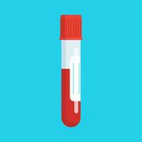 test tubo con un' sangue campione. ragnatela luogo pagina e mobile App design elemento. medico sangue test concetto. chimico laboratorio analisi. vettore illustrazione nel piatto stile