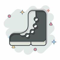 icona escursioni a piedi stivali. relazionato per zaino in spalla simbolo. comico stile. semplice design modificabile. semplice illustrazione vettore