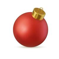 3d rosso Natale palla isolato su bianca sfondo. . nuovo anno giocattolo decorazione. vacanza decorazione elemento. 3d resa. vettore illustrazione
