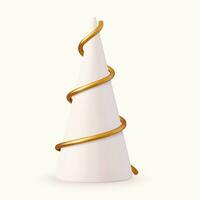 3d oro spirale Natale albero isolato su bianca sfondo vettore