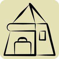 icona tenda. relazionato per zaino in spalla simbolo. mano disegnato stile. semplice design modificabile. semplice illustrazione vettore