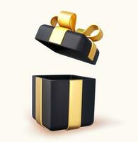 3d rendere Aperto i regali scatola isolato su bianca sfondo. vacanza decorazione regali. festivo regalo sorpresa. realistico icona per compleanno o nozze striscioni. vettore illustrazione.