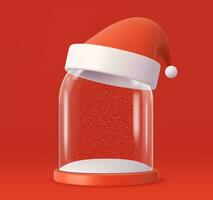 3d Natale snowglobe con Santa cappello vettore