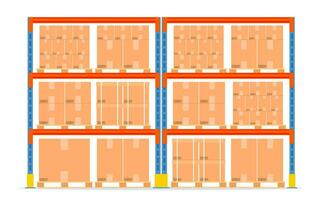 magazzino scaffali con scatole. Conservazione attrezzatura icona isolato su bianca. merce e contenitore pacchetto. vettore illustrazione nel piatto stile