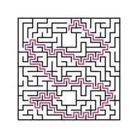 labirinto quadrato nero con ingresso e uscita. un gioco interessante e utile per i bambini. semplice illustrazione vettoriale piatto isolato su sfondo bianco. con la risposta.