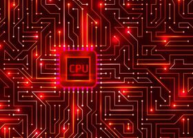 Ciao Tech digitale sfondo rosso, processore, vettore