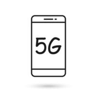 icona del design piatto del telefono cellulare con il simbolo della tecnologia di comunicazione 5g vettore