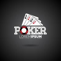 Vector Poker Logo Design Template con elementi di gioco.